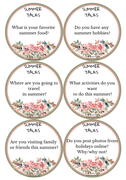 Summer talks A1/A1+, karty do ćwiczenia mówienia po angielsku w tematyce Summer