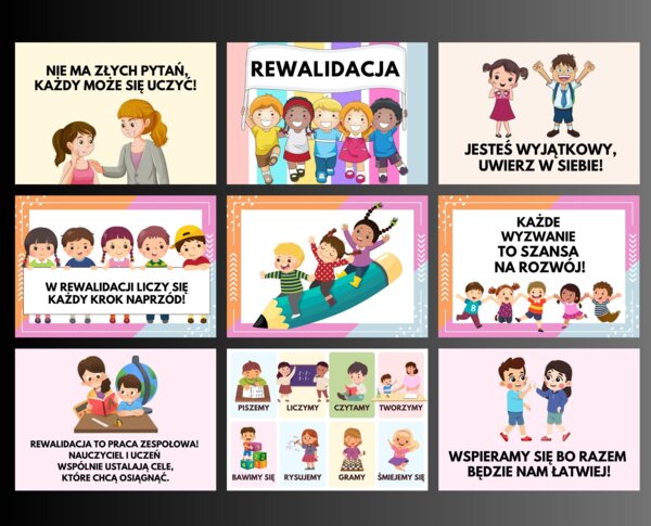 Gazetka szkolna REWALIDACJA 9 plansz A4 do druku