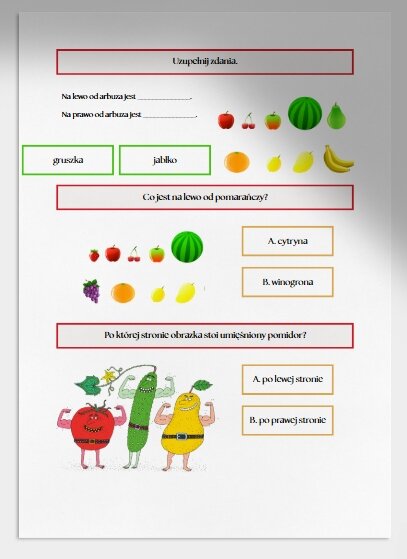 Lewa, prawa. Karta pracy. Sprawdzian