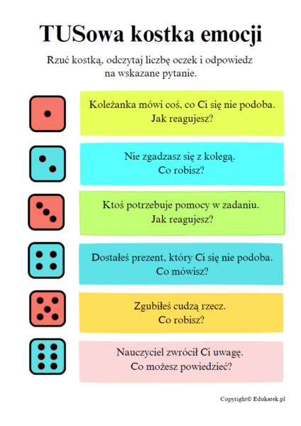 TUSowa kostka emocji – gra wspierająca rozwój emocjonalny i społeczny