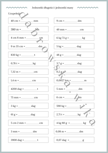 Jednostki długości i jednostki masy