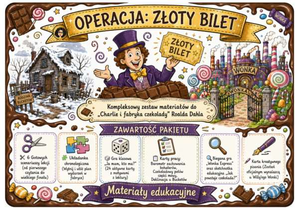 OPERACJA: ZŁOTY BILET - WIELKI PAKIECIK LEKTUROWY - CHARLIE I FABRYKA CZEKOLADY