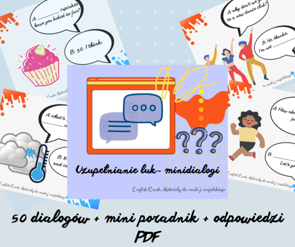 E8 egzamin ósmoklasisty: Minidialogi uzupełnianie luk - znajomość funkcji językowych