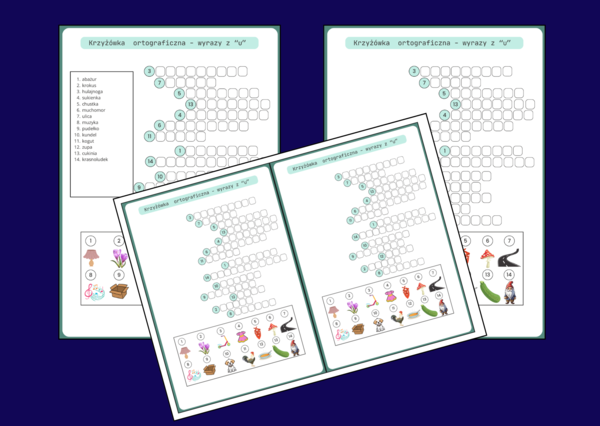 KRZYŻÓWKA obrazkowa – ortografia – U - ćwiczenia redakcyjne