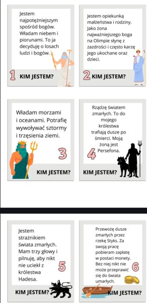 Kim jestem? Karty mitologiczne