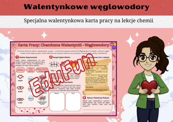 Węglowodory - karta pracy na Walentynki