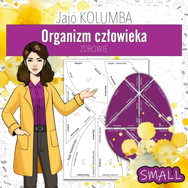 Biologia. Klasa 7, 8. Ciało człowieka. Zdrowie. Jajo Kolumba. Układanka. Tangram. Puzzle. Karta pracy. Zadanie. Zagadka. Wielkanocna/wiosenna karta pracy.