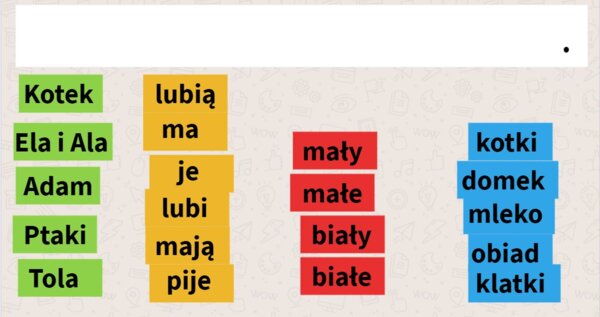 Klasy 1-3. Układanie zdań z podanych wyrazów