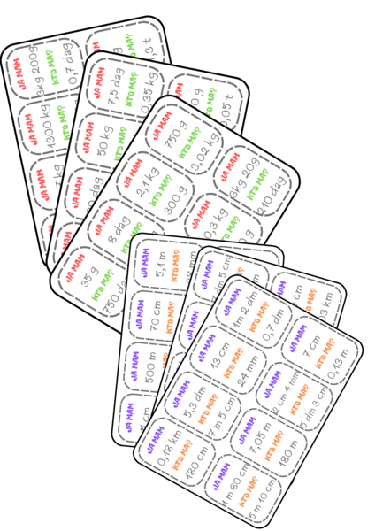 PAKIET Ja mam, kto ma - jednostki długości i masy (wyrażenia dwumianowane i ułamki dziesiętne). Klasa 4, 5, 6