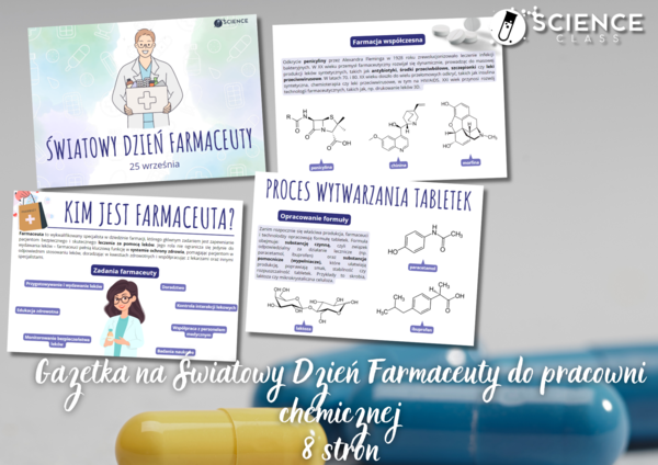 Gazetka na Światowy Dzień Farmaceuty do pracowni chemicznej
