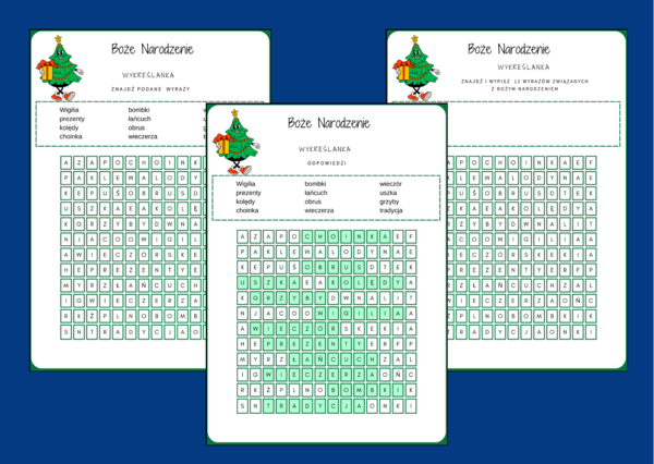 BOŻE NARODZENIE – wykreślanka – biblioteka – świetlica