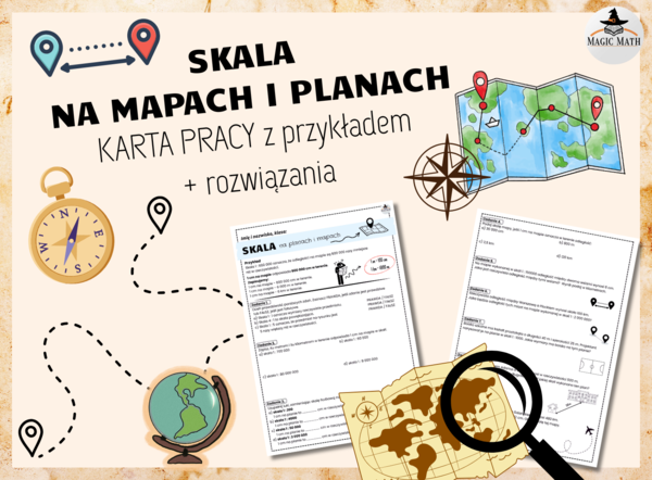 SKALA NA MAPACH I PLANACH - KARTA PRACY - 9 zadań