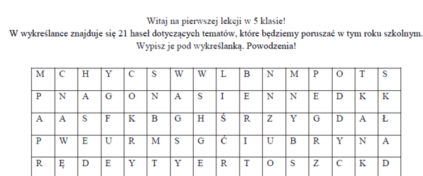 Biologia 5-wykreślanka: co będziemy robić?