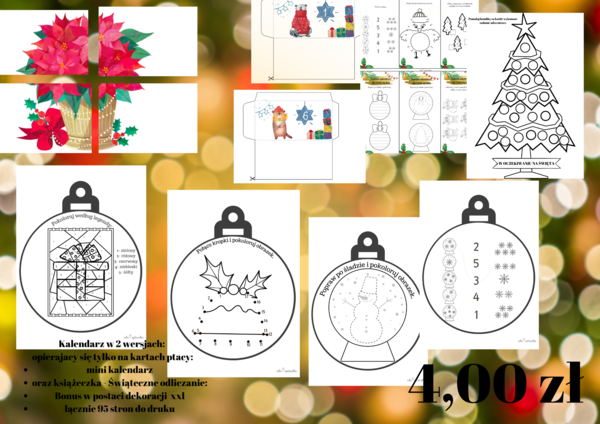 Czarno biały kalendarz adwentowy