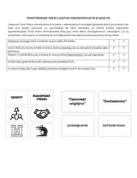 Powtórka na dobry start (lektury kl. 7)