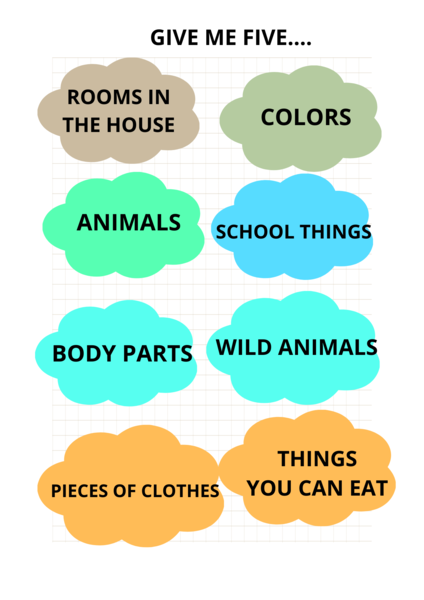Give me five - kategorie