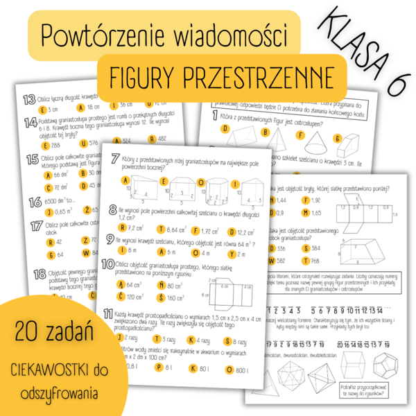 POWTÓRZENIE MATERIAŁU – Figury przestrzenne – KLASA 6
