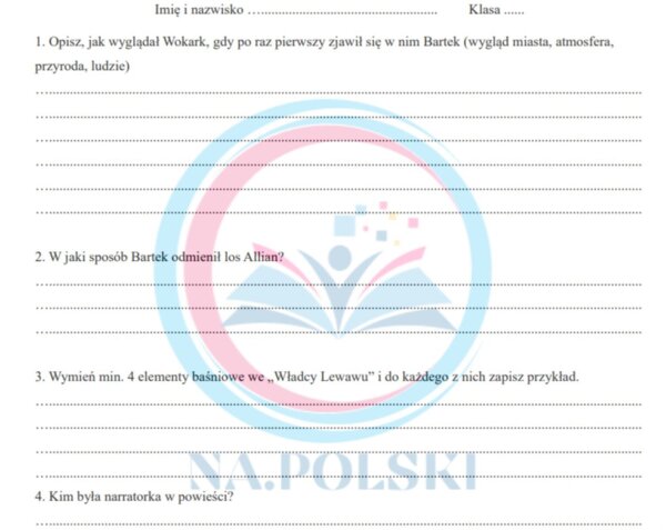 Kartkówka po omówieniu "Władcy Lewawu"