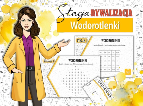 Stacja: RYWALIZACJA! Klasa 7/8. Chemia. Wodorotlenki. Powtórzenie wiadomości. Stacje zadaniowe. Praca grupowa. Zadanie. Gra dydaktyczna. MOC powtórki.