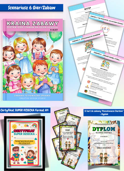 Scenariusz Gier i Zabaw na Dzień Dziecka (wiek 4–6 lat) + Materiały Pomocnicze🌞❤️🌞