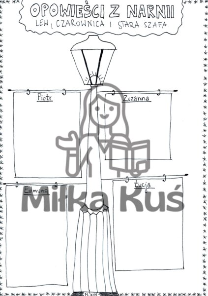Opowieści z Narnii - cechy bohaterów - rysunkowa karta pracy do uzupełnienia