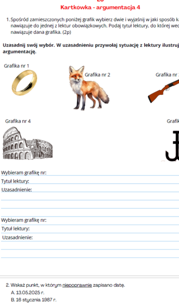 Egzamin ósmoklasisty 4 - argumentacja, ortografia, interpunkcja