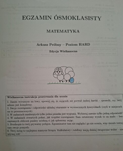 Wielkanocny Arkusz Próbny E8 z Matematyki – Poziom HARD :)