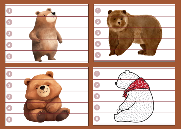 DZIEŃ NIEDŹWIEDZIA – puzzle – biblioteka – świetlica – przedszkole – 12 wersji