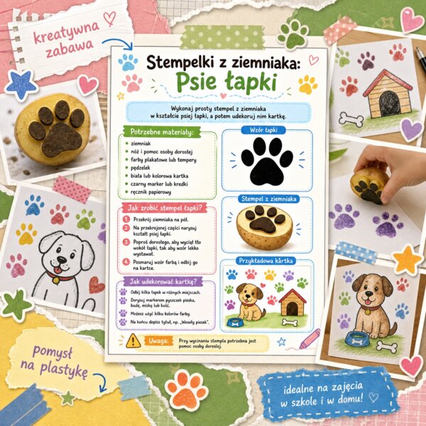 Stempelki z ziemniaka. Psie łapki