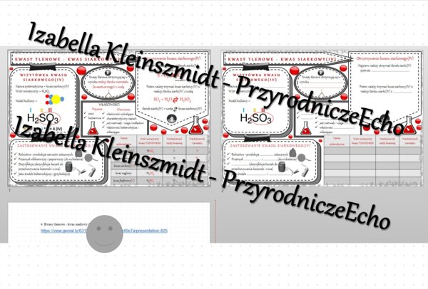 Minizestaw na temat „Kwasy tlenowe – kwas siarkowy(IV)” – sketchnotka + karta pracy w power point + gratisowy link do prezentacji multimedialnej niekomercyjnej wykonanej w genial.ly do indywidualnego pobrania i użycia do celów niekomercyjnych. Chemia 7 l