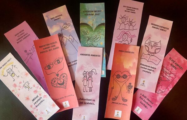 Zakładki/karty - ,,złote myśli" o miłości w języku łacińskim i polskim