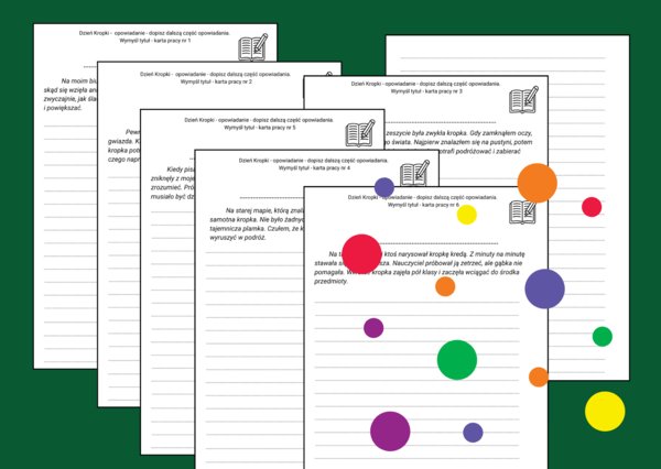 🔴 Karty pracy na DZIEŃ KROPKI na języku polskim 🟢 – opowiadanie twórcze - ćwiczenia redakcyjne