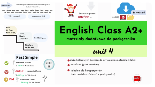 English Class A2+, unit 4, materiały dodatkowe, No-Prep, Past Simple (irregular), relative clauses