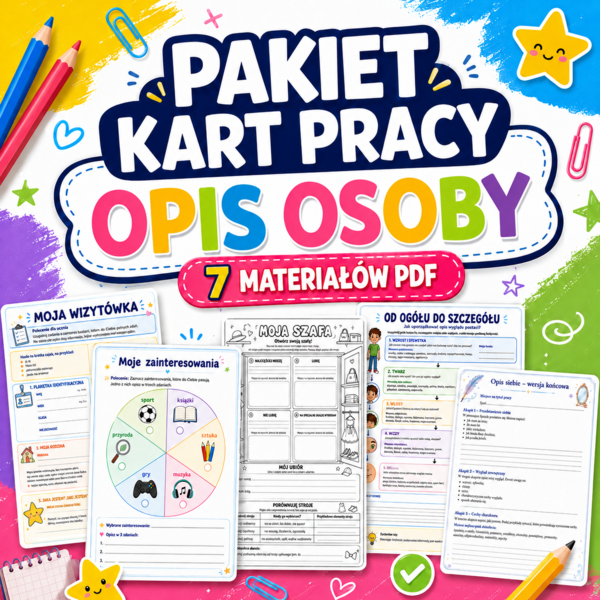 Komplet kart pracy do opisu osoby / postaci