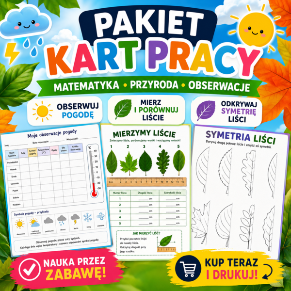 Moje obserwacje pogody. Mierzymy liście. Symetria liści.