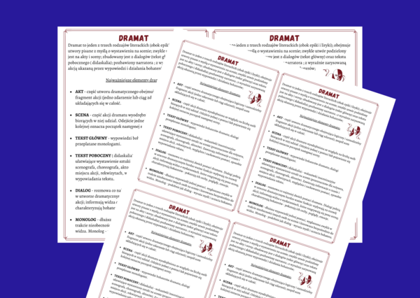 DRAMAT – rodzaje literackie - wklejka – wklejki - kl.4-8 – egzamin – powtórzenie