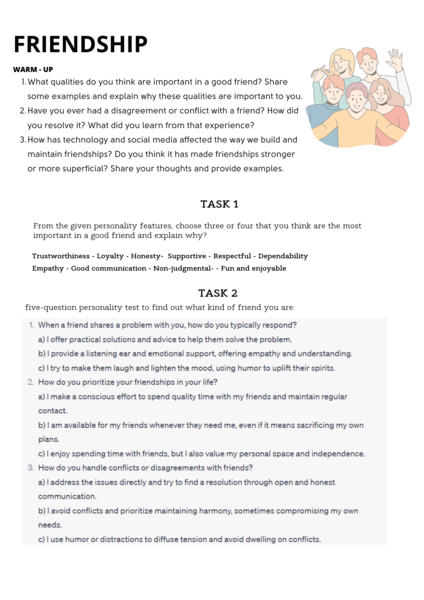 Friendship - Worksheet