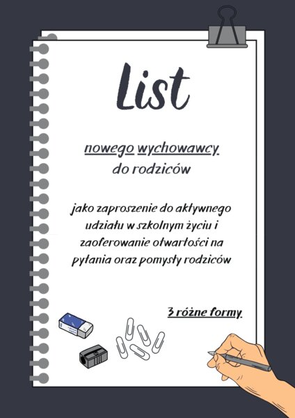 LIST OD NOWEGO WYCHOWAWCY DLA RODZICÓW - rozpoczęcie roku szkolnego!