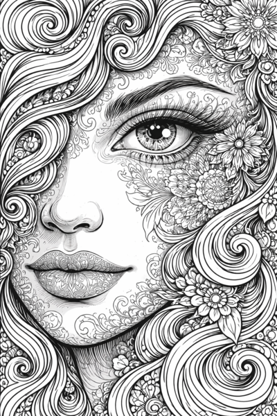 Darmowa kolorowanka - twarz kobiety