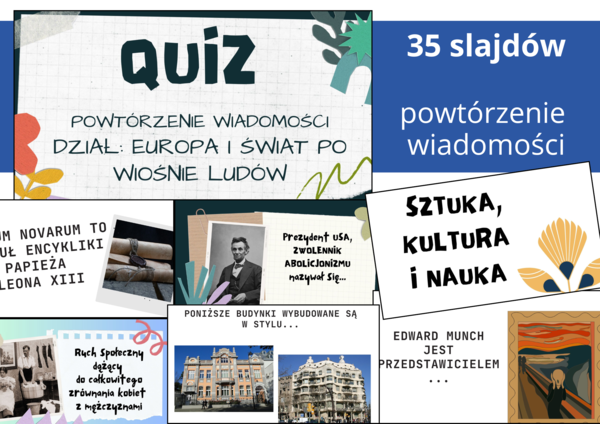 Prezentacja z quizem do działu: "Europa i świat po Wiośnie Ludów" – historia, klasa 7