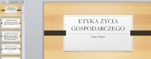 Etyka życia gospodarczego - prezentacja