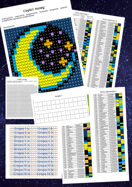 Części mowy - kolorowanka grupowa - nonogram XXL