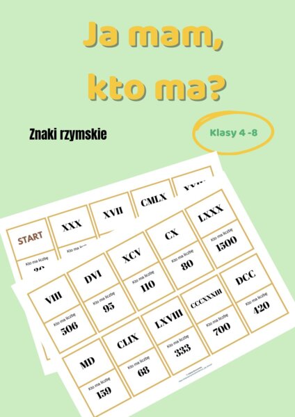 Ja mam, kto ma? Znaki rzymskie, klasa 4 - 8
