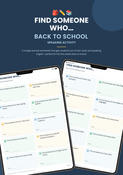 Find Someone Who – Back to School | Speaking Activity (A1–A2)