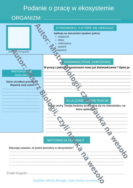 Podanie o pracę w ekosystemie