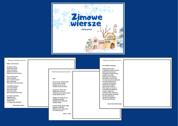 ZIMOWE WIERSZE – zima – karty pracy – karta pracy – biblioteka – świetlica