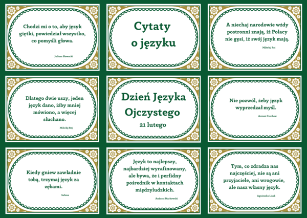 DZIEŃ JĘZYKA OJCZYSTEGO – cytaty – GAZETKA – 21 str. – fiszki – biblioteka - wersja 1