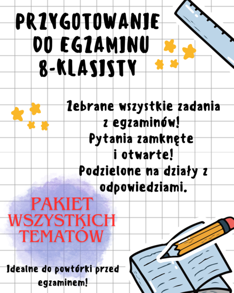 📘 Przygotowanie do Egzaminu Ósmoklasisty – Pakiet Wszystkich Tematów