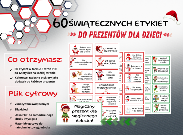 60 Świątecznych etykiet do prezentów dla dzieci na Boże Narodzenie - Śwąteczne dodatki do paczek