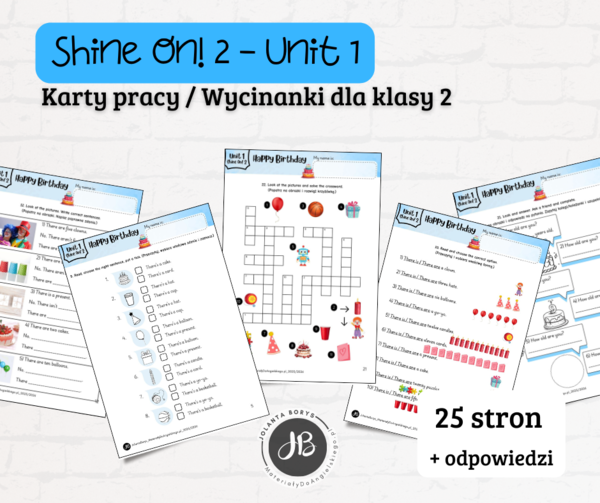 Materiały do Shine On! 2 Unit 1 – Happy Birthday - karty pracy - wklejki/wycinanki